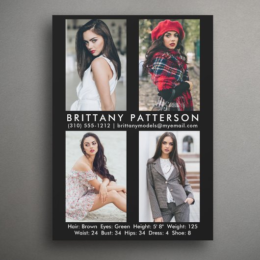 モデルアクター4 Photo Compカード5x7ブラック 招待状