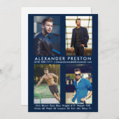 モデルアクター4 Photo Compカード5x7青 招待状 (正面/裏面)