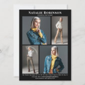 モデルアクター5フォトポートフォリオコンポジットカードテンプレート 招待状 (裏面)