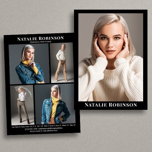 モデルアクター5フォトポートフォリオコンポジットカードテンプレート 招待状