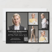 モデルアクター6フォトコンポジットカードテンプレート(QR付き) 招待状 (裏面)