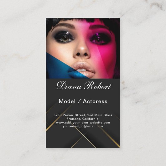 モデルエレガントモダンとアクター2の写真QRコード 名刺 (裏面)