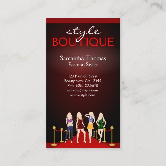 モデルズオンザレッドカーペットファッションブティック 名刺 (正面)