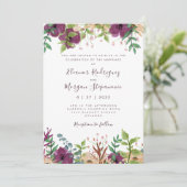 モデルパープルフローラグリーン結婚式招待状 招待状 (スタンド正面)
