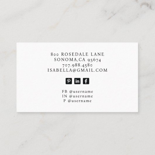 モデルプロフェッショナルフォト名刺 名刺 (裏面)