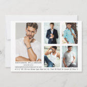 モデルモダンアクター5枚の写真QRコードバックコンポジットカード 招待状 (正面)