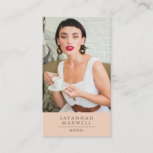 モデルモダンプロフェッショナルフォトピーチピンク 名刺 (正面)