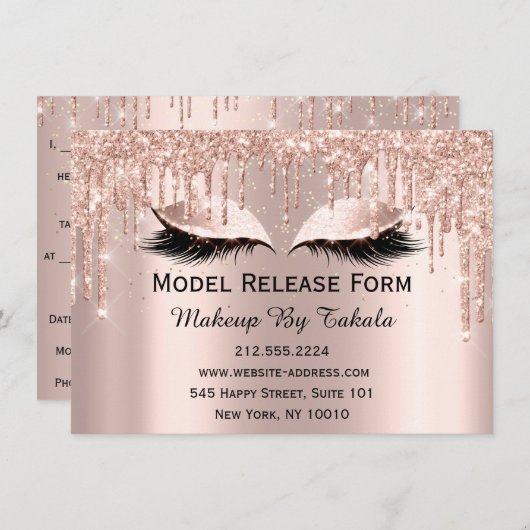 モデルリリース型枠メイクアップアーティストバラ 招待状 (正面/裏面)