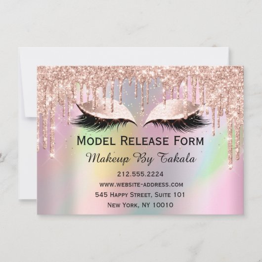 モデルリリース型枠メイクアップアーティストホログラフィー 招待状 (正面)