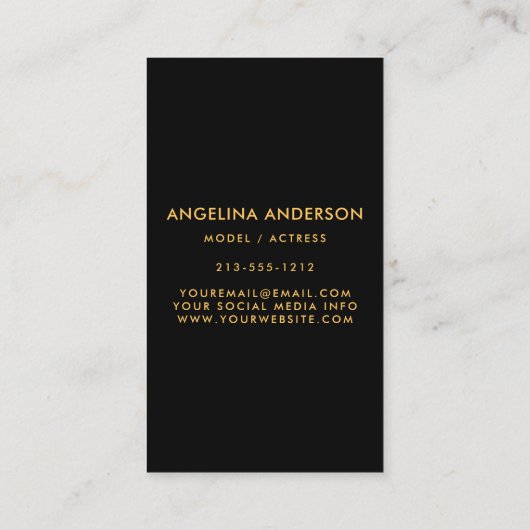 モデル俳優の写真の専門の金ゴールドBlk 名刺 (裏面)