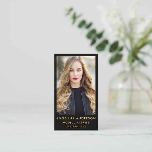 モデル俳優の写真の専門の金ゴールドBlk 名刺 (スタンド正面)