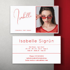 モデル俳優フォトプロモーション赤と白 名刺