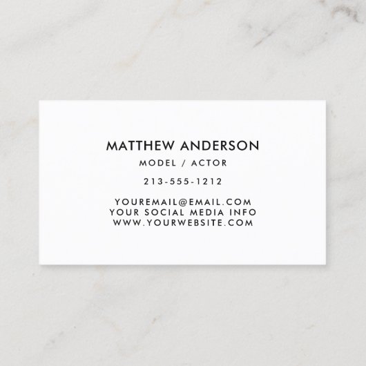 モデル俳優3の写真の名刺の白 名刺 (裏面)