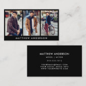 モデル俳優3の写真の名刺の黒 名刺 (正面/裏面)