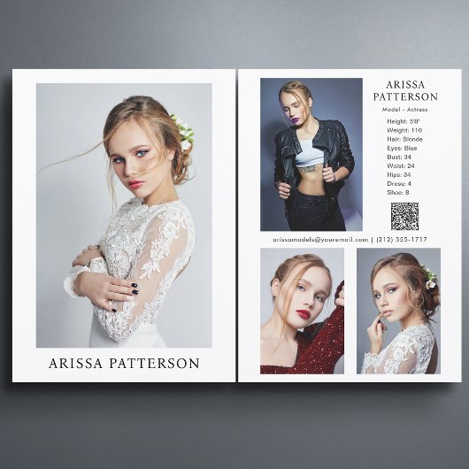 モデル俳優5x7コンポーネントSEDカードQR 4フォト両面 招待状