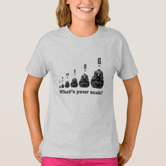 モデル列車-あなたのスケールは何ですか。 蒸気機関 Tシャツ (正面)