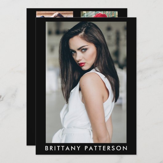 モデル女優プロコンポジットカード5枚写真付き 招待状 (正面/裏面)