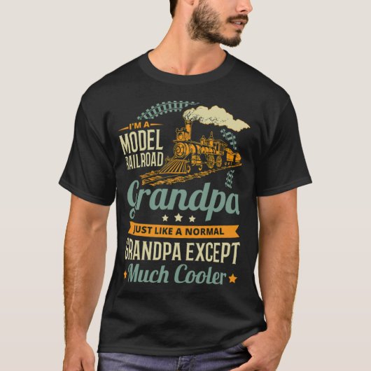 モデル鉄道おじいちゃんの鉄道Tシャツ イラスト Tシャツ (正面)