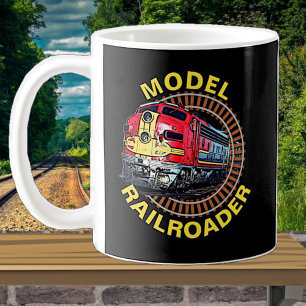 モデル鉄道のテキストを変更 赤 黄色 ディーゼル コーヒーマグカップ