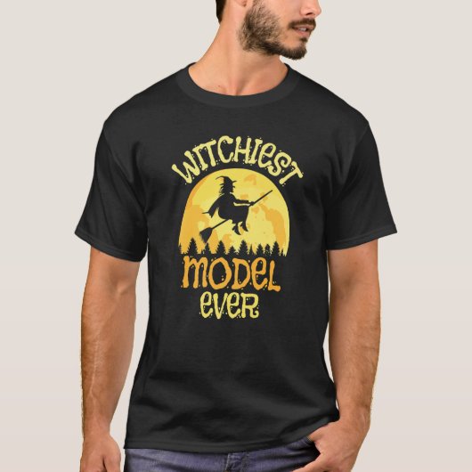 モデル魔女ハロウィーンユーモア Tシャツ (正面)