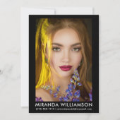 モデル・アクター用コンポジットカード 1 フォト 5x7 ブラック 招待状 (正面)