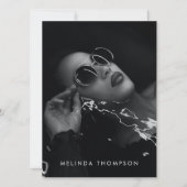 モデル・アクター用コンポジットカード 5枚写真 黒 招待状 (正面)