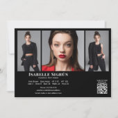 モデル・アクター3 フォト・コンポジット・カード・テンプレート 5x7 ブラック 招待状 (正面)