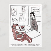 モデル・エージェンシー、ユーモア、ヴィンテージの素朴な女性 ポストカード (正面)