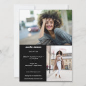 モデル・俳優用コンポジットカード | 3枚の写真 招待状 (裏面)