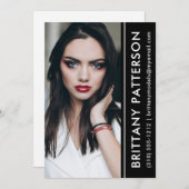 モデル・俳優用 写真コンポジットカード 5x7 黒ストライプ 招待状 (正面/裏面)