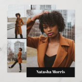 モデル・俳優・ダンサー用 4 枚写真コンポジットカード 招待状 (正面/裏面)