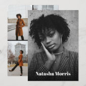 モデル・俳優・ダンサー用 4 枚写真コンポジットカード 招待状 (正面/裏面)