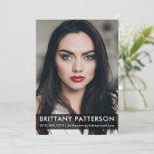 モデル・俳優 5x7 証明写真カード 1枚 黒 招待状 (スタンド正面)