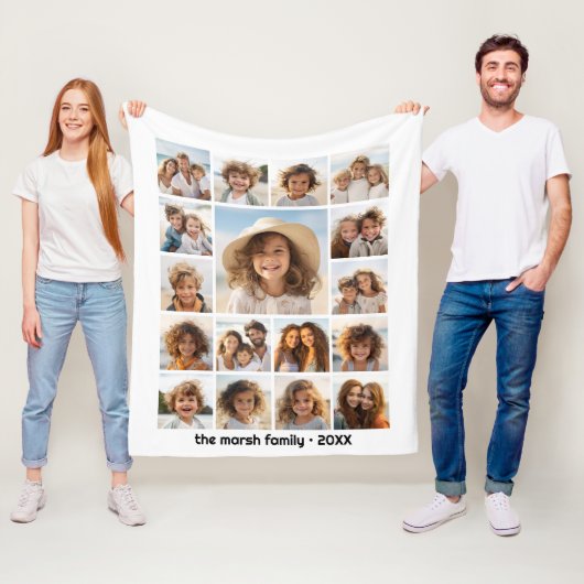 モデル、写真ミニマルグリッド（17枚） フリースブランケット (インサイチュ)