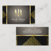 モデル/黒および金ゴールドのタイルと金ゴールドトリム 名刺 (正面/裏面)