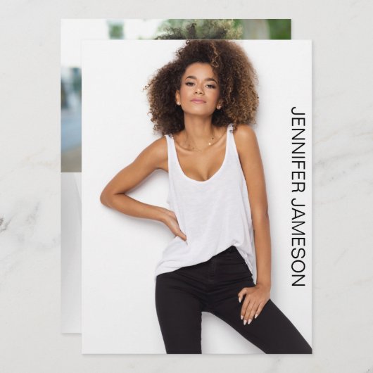 モデルActor Compカード | 3枚の写真とQRコード 招待状 (正面/裏面)