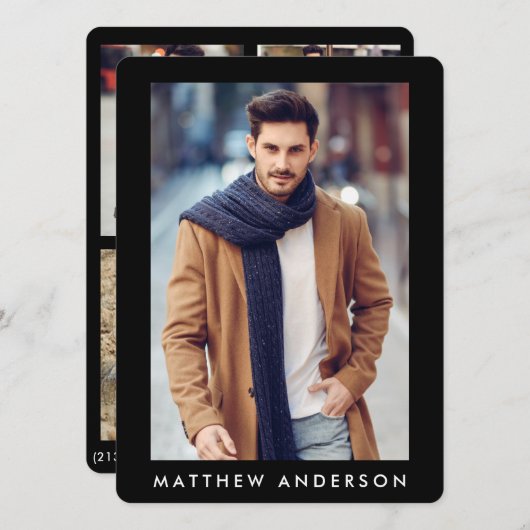 モデルActor Comp Card - 3フォトバックBlk R (正面/裏面)