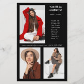 モデルActor Comp Card 3 Photo Black Flyer (正面)