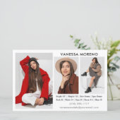 モデルActor Comp Card 3 Photo White Flyer (スタンド正面)