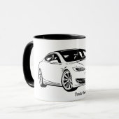 モデルS車の白黒 マグカップ (正面左)
