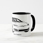 モデルS車の白黒 マグカップ (正面右)