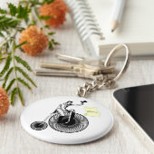 モデルTペニーFarthingクラシック白黒 キーホルダー (側面)