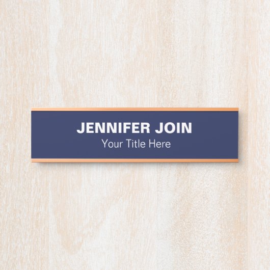 モデレンネイビーブルー赤面デスク名プレート サインプレート (正面)