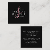 モデレンメイクアップアーティストピンクブラック スクエア名刺 (正面/裏面)