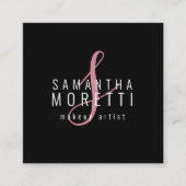 モデレンメイクアップアーティストピンクブラック スクエア名刺 (正面)