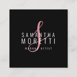 モデレンメイクアップアーティストピンクブラック スクエア名刺