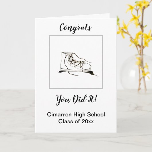 モデンスニーカー黒の大学院おめでとうのお手際 カード (黄色い花)