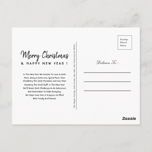 モデンフォトクリスマスはがき編集可能印刷可能 ポストカード (裏面)