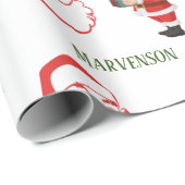 モデンミニマリスト書道サンタ名前をカスタムする ラッピングペーパー (ロールコーナー)