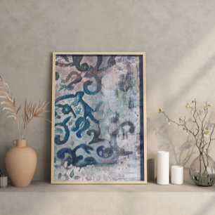 モデン抽象芸術絵画のプリントAzure Elegy ポスター